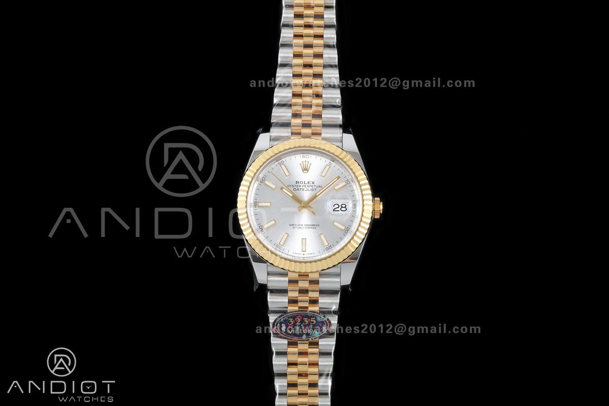 DateJust 41 126333 904L SS/YG VF 1:1 Best Edition Silver Stick Dial on Jubilee Bracelet DD3235